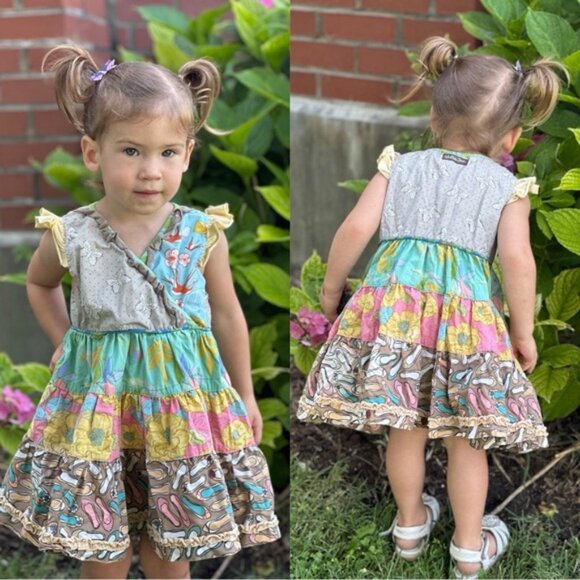 Matilda Jane | Multi Color Butterfly Rollercoaster Tiered Dress | Size 2 - Picture 1 of 7
